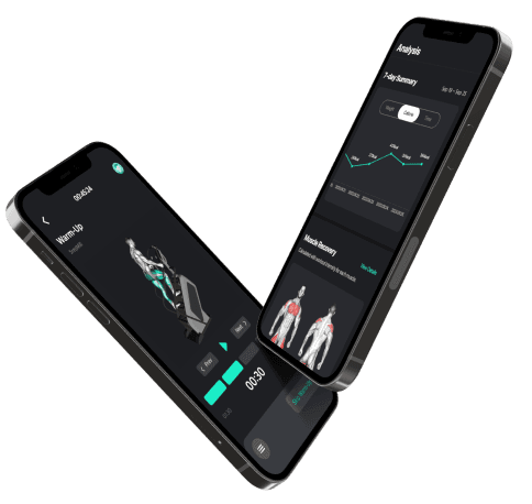 Two-phone-mockups-intersecting.One-is-workout-planner-and-the-other-screen-is-ai-analysis.